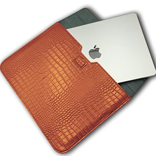 Protective Slim Portable Laptop Sleeve 13-13.6 Inch Crocodile PU Leather Case for MacBook Neo 13 A18 Pro A3404 Air 13 Pro 13 M5 A3449 M4 A3240 M3 M2 M1, for HP Dell Microsoft Notebook, Brown - color: Brown