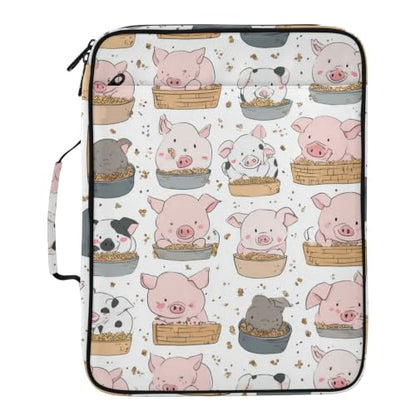 Caikeny Zipper Binder Bag with Handle Cute Pink Mini Pigs 1.5 Inch Binders 3 Ring 500 Sheet6 Tab Expanding File Folder for School Office