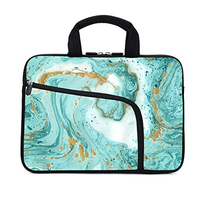 Green Marble Neoprene Laptop Case - 11.6" to 12.2" Fits MacBook Air, Samsung, Acer, HP - Two Pockets, Handle, Ultrabook & Chromebook Sleeve - color: Green marble