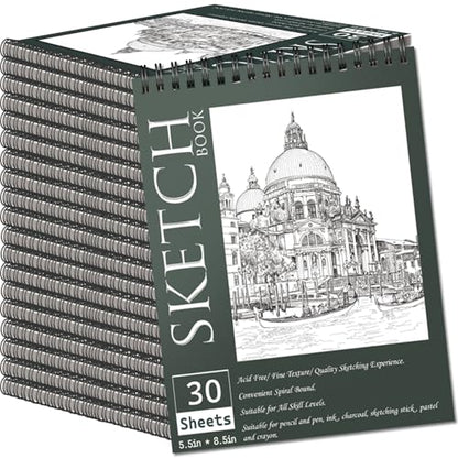 OSIMIG 20 Pack Sketch Books 5.5" x 8.5", Top Spiral Bound Sketch Pad, Mini Sketchbook Bulk for Kids, 600 Sheet Drawing Paper (68lb/100gsm), Drawing Pad for Beginger, Art Supplies - size: 20 Pack