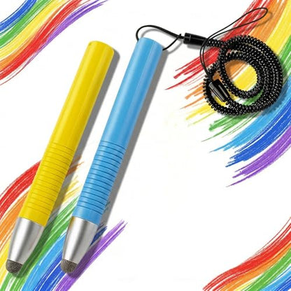 2 Pack Kid-Friendly Stylus Pens for Touch Screens Tablet Stylus Pen with Tether Anti-Rolling Universal Kids Tablet Touch Screen Stylusand for Screen Devices