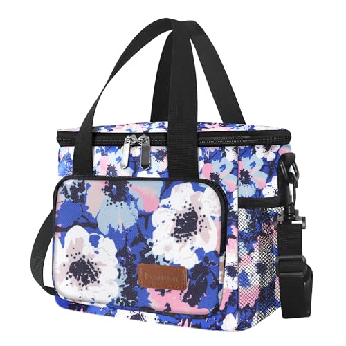 Femuar Lunch Bags for Women/Men, Insulated Lunch Bag for Work Office - Lunch Cooler Bag Leakproof Lunch Box with Adjustable Shoulder Strap - Ink foral - color: Ink foral, size: Medium Size