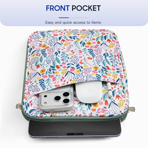 TiMOVO 9-11" Tablet Sleeve for iPad A16 & Galaxy Tab, Flowers | Protective Bag with Pockets, Fits iPad 10.9"/10.2" Air 11" 5th/4th Gen, Galaxy Tab A9+/A11+ 11" - color: Flowers, size: 9-11 Inch