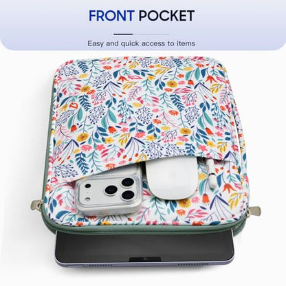 TiMOVO 9-11" Tablet Sleeve for iPad A16 & Galaxy Tab, Flowers | Protective Bag with Pockets, Fits iPad 10.9"/10.2" Air 11" 5th/4th Gen, Galaxy Tab A9+/A11+ 11" - color: Flowers, size: 9-11 Inch