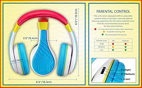 eKids New Kid Friendly Headphones Made Just for Kids with Built in Volume Limiting Feature for Safe Kid Friendly Sound (Multi-Color)