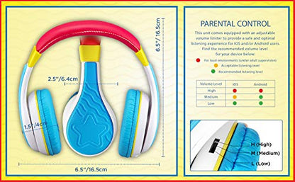 eKids New Kid Friendly Headphones Made Just for Kids with Built in Volume Limiting Feature for Safe Kid Friendly Sound (Multi-Color)