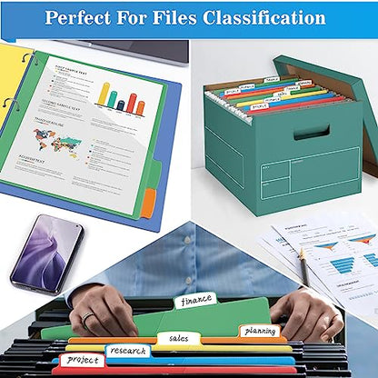 Jyusmile 24 Set Binder Dividers 5-Tabs with Pockets, Index Dividers for 3 Ring Binder, Multicolor Plastic Dividers with 3 Punch Holes, 120 Pcs Dividers for School & Office Supplies