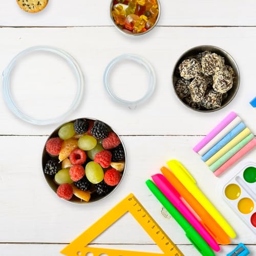 TAVVA Kids Snack Containers for School [12oz/ 7oz/ 3oz] - Stainless Steel Lunch Containers for Kids - Stainless Steel Lunch Box for Kid - Leakproof with Silicone Lids - Dishwasher & Freezer Safe - color: Transparent