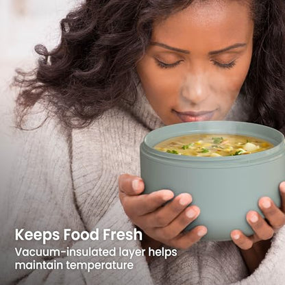 Bentgo Bowl - Insulated Leak-Resistant Bowl with Collapsible Utensils, Snack Compartment and Improved Easy-Grip Design for On-the-Go - Holds Soup, Rice, Cereal & More - BPA-Free, 21.2 oz (Khaki Green) - color: Khaki Green