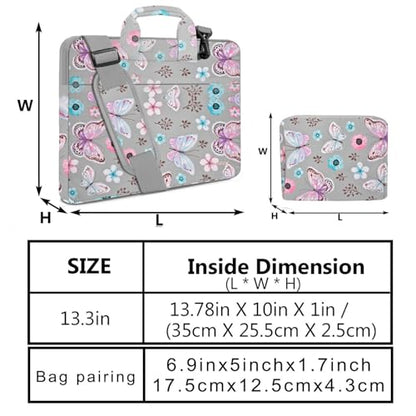 Hseok Laptop Shoulder Bag 13-14 inch Shockproof Water-Resistant HandBag with Small Case Compatible with MacBook Pro/Neo 14" M5/M4/M3/M2/M1, Mac Air/Pro 13.3", XPS 13/14, Most 13"-14" PC,Butterfly - color: Butterfly, size: 13"-14"