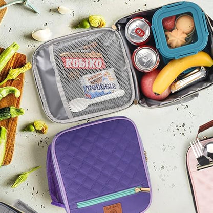 Genteen Kids Lunch Box Insulated Soft Mini Cooler with Bottle Holder, Lightweight Reusable Easy-Clean Lunch bag for Girls, Boys Back to School-Gray - color: Gray/White