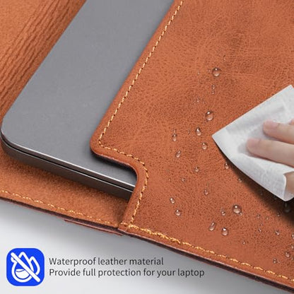 13 Inch Leather Laptop Sleeve Compatible with MacBook Neo 13" 2026 & MacBook Air/Pro 13" (M5/M4/M3/M2/M1, 2025-2018), Magnetic Buckle Closure Protective Case Cover,Brown - color: Brown, size: For MacBook 13"