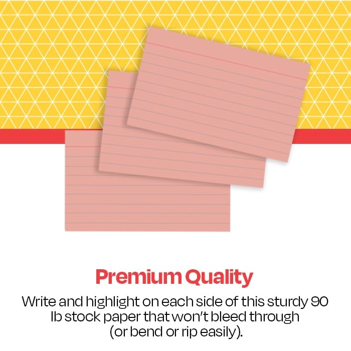 School Smart Ruled Index Cards, 3 x 5 Inches, Salmon, Pack of 100 - color: Salmon, size: 3 x 5 Inches