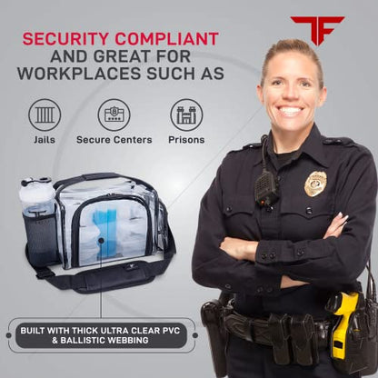 ThinkFit Clear Lunch Bag with 6 Meal Prep Containers and Ice Packs BPA-Free | Includes Shaker Cup, 2 Ice Packs and Pill Organizer; Reusable Clear Lunch Box for Work; Microwave, Freezer, Dishwasher Safe - color: Clear