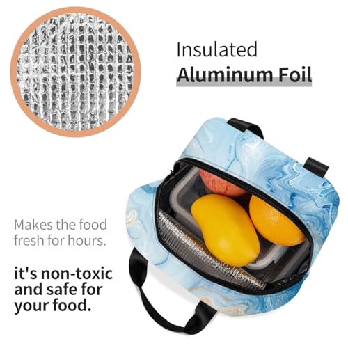 Lunch Bag Blue Marble Pastel Insulated Lunch Box Cooler Tote for Adults Student Boys Girls Women Men Work Office School Picnic Beach Reusable Lunchbox - color: B036