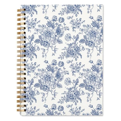 Blue Flower Chinoiserie Spiral Notebook Journal for Women, Baby Shower Guest Book, Office School Supplies Hardcover Lined Notebooks Spiral, Baby Shower Gifts, 5.5x8.3 inch - color: White3