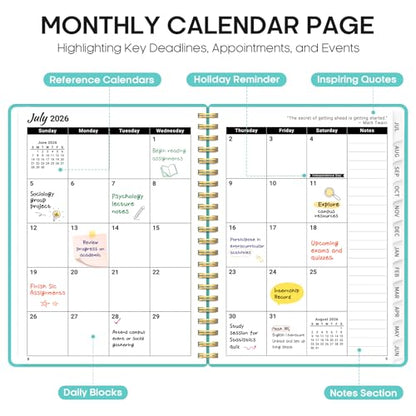 Planner 2026-2027, 8.5" x 11" Weekly and Monthly Academic Year Planner Calendar, July 2026 - June 2027, Hardcover Large School Planning Agenda With Tabs, Perfect for School & Office Supplies, A4, Aquamarine - color: E-Aquamarine, size: A4(8.5"x11")
