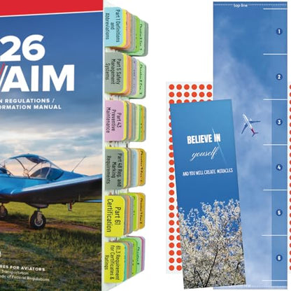 Index Tabs for 2026 FAR/AIM, Color-Code and Laminated Book Tabs for PPL, with Alignment Card, Bookmark, and Dot Stickers. (Book NOT Included)