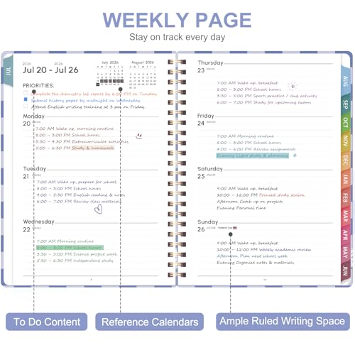 Planner 2026-2027, Weekly and Monthly Academic Year Calendar Planner, July 2026 - June 2027, Daily Agenda Book for Office School Supplies, Letter Size(8.5'' x 11'') - color: 2607-Periwinkle Grid, size: 8.5"x11"(Jul 2026-Jun 2027)