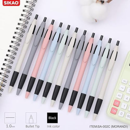 Pens Bulk, 60 Pack Gripped Slimster Ballpoint Pens -Morandi | Black Ink 1.0mm, No Bleed No Skip Smooth Writing, Click Pens with Soft Grip for Teacher Student, School & Office Gifting - style: Morandi