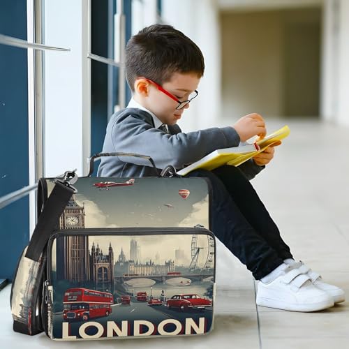 3 Ring Zipper Binder London City Landscape Binders Bag with Shoulder Strap 500 Sheets Paper Organizer Trapper Keeper Documents Storage File Folder for School Office - color: A2845