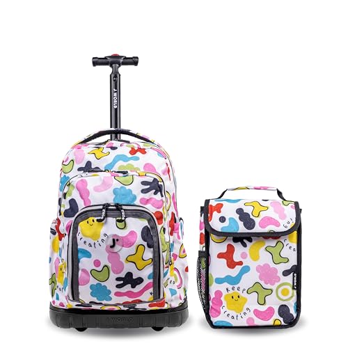 J World Lollipop Kids Rolling Backpack & Lunch Bag Set for Elementary School. Carry-On Suitcase with Wheels, Kiddo - color: Kiddo