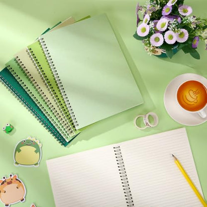 Fuutreo 6 Pack B5 Spiral Notebooks 10.5 x 7.45 Inch College Ruled Aesthetic Journal Kraft Hardcover 70 Sheets (140 Pages) Spiral Notebook for Office Students Work Journaling(Green Series,Forest) - color: Green Series