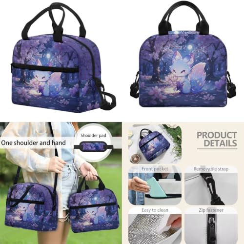 17 Inch Kid's 4PCS Backpack Set, Back to School Essentials | Insulated lunch box, water bottle pouch, pencil case, lightweight, padded shoulder straps, for elementary, middle school - color: Pink Fox-1