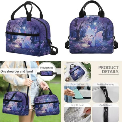 17 Inch Kid's 4PCS Backpack Set, Back to School Essentials | Insulated lunch box, water bottle pouch, pencil case, lightweight, padded shoulder straps, for elementary, middle school - color: Pink Fox-1