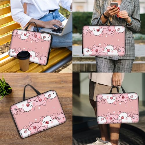Laptop Sleeve Bag with Handle Computer Protective Soft Cover Case for 14 Inch 13 Inch Laptop,Cute Pink Pig - color: Cute Pink Pig
