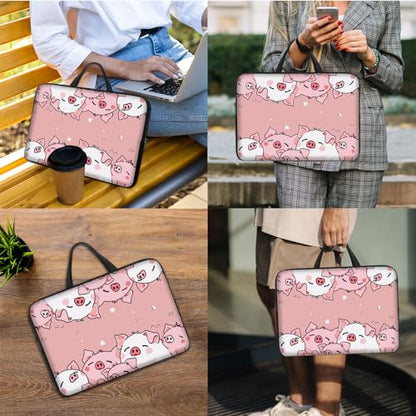 Laptop Sleeve Bag with Handle Computer Protective Soft Cover Case for 14 Inch 13 Inch Laptop,Cute Pink Pig - color: Cute Pink Pig