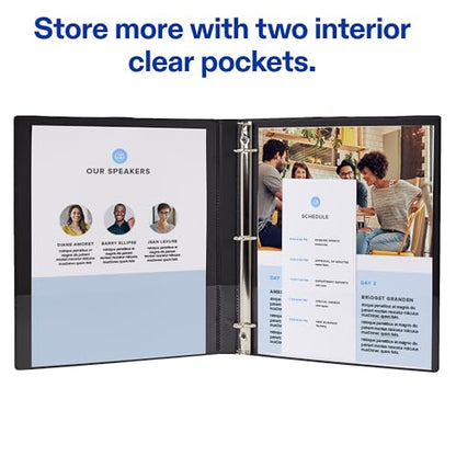 Avery® Mini Durable View 3 Ring Binder, Holds 5.5" x 8.5" Paper, 1" Round Rings, 175-Sheet Capacity, 1.4 Inch Wide Spine, 1 White Binder, Great for Home, School Supplies, Office, and More (17116) - size: 1"