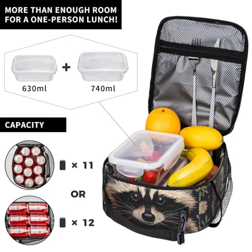 Insulated Lunch Box for Kids Boys Girls, Reusable Lunch Bag for School, Office, Work, Picnic, Travel, Raccoon Lunch Box - color: lunch box 87