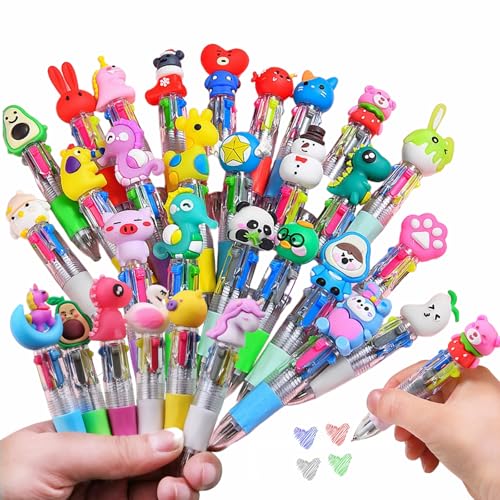 30 Pack Cute Multicolor Pens - Kawaii 4 in 1 Colors Ballpoint Pens for Office School,Classroom Prizes - Perfect Party Favors,Fun Writing Gifts for Students, Colleagues, Artists - style: Assorted Style