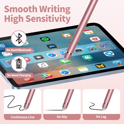 YITIAOXIOAYU 5 Pack Stylus Pen for Touchscreen,High Precision and Sensitive | 2-in1 Design Stylus Pen,Suitable for ipad/iPhone/Android Tablets,Compatible with Touch Screens Devices - color: Black/White/Silver/Blue/Rose Gold