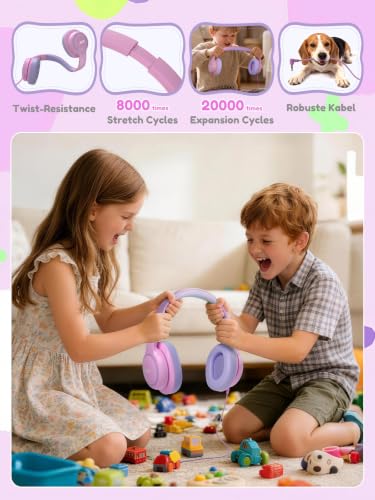 Acer Kids Headphones Wired for School - Over Ear Design, 85/94dB Safe Volume Limit, 3.5mm Jack Foldable Headphones for Toddler Boys Girls Classroom Yoto Player Chromebook Travel (Pink Purple) - color: Pink Purple