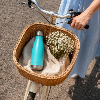 CHILLOUT LIFE 12oz Kids Insulated Stainless Steel Water Bottle, Leak Proof | Small Metal Water Bottle, Keeps Drinks Cold 24H & Hot 12H, Leak-Proof Screw Lid, Perfect for School, Travel & Sports - color: Aqua Blue