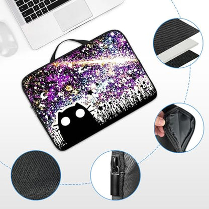 11.6 12 12.2 12.3 inch Laptop Sleeve with Handle, Black Cat Night Sky Water‑Resistant Tabet Carrying Case for MacBook Air 12/Chromebook/HP/Dell/Lenovo/Asus/Acer - color: Black Cat Night Sky, size: 11-12.3 inch Devices