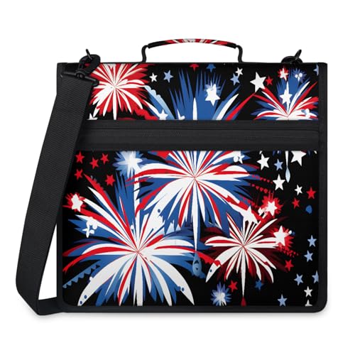 4th of July Independence Day Zipper Binder, 3-Ring Binder with Handle Shoulder Strap, Multiple Pockets & Storage Organizer Case - color: Multicolor 10