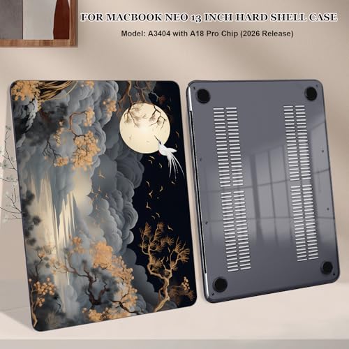Compatible with MacBook Neo 13 inch Case 2026 (Model A3404), Printed Pattern Hard Shell Laptop Case with Keyboard Cover & Screen Film, Slim Plastic Protective Cover, Tide Illustration 2 - color: Tide Illustration 2