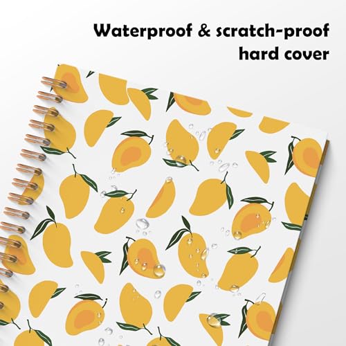 Tropical Mango Fruit Spiral Notebook, Mango Gifts Journal, Fruit Lover Gifts, Cute Mangoes Fruits Botanical Hardcover Notebook Journal, 5.5x8.3 Inch - color: Mango