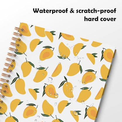 Tropical Mango Fruit Spiral Notebook, Mango Gifts Journal, Fruit Lover Gifts, Cute Mangoes Fruits Botanical Hardcover Notebook Journal, 5.5x8.3 Inch - color: Mango