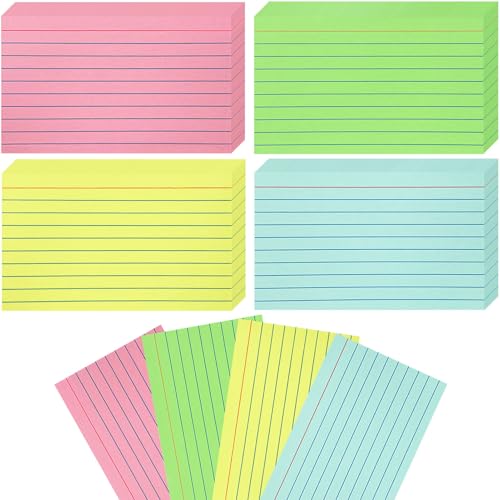 200 Sheets Colored Index Cards 3x5 Ruled, Thick Flash Cards for Studying, 3x5 Note Cards with Lined Plain Sides, Colorful Notecards Flashcards for School Office Home (4 Colors, 50 Sheets per Color) - size: 3" x 5"