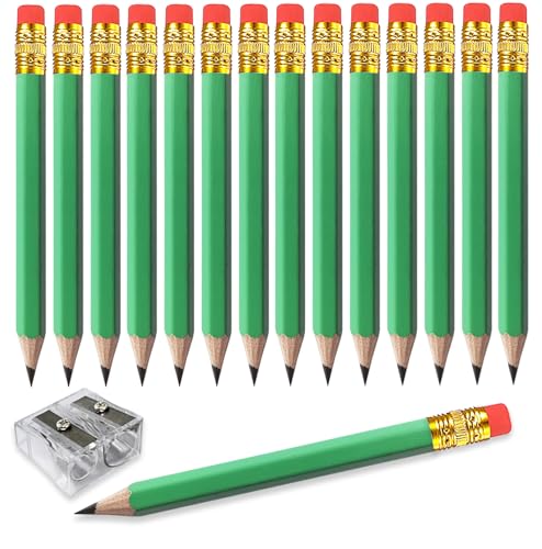Adhere 25pcs Golf Pencils with eraser Hexagon Wooden Pencils Graphite 2B for Golf Event Scoring,Classroom,Wedding,Company Meetings,Pew, Pocket (Light Green) - color: Light Green