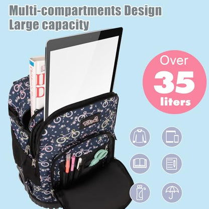 Tilami Rolling Backpack for Kids 18 inch Boys and Girls Laptop Backpack,Bicycle - color: Bicycle