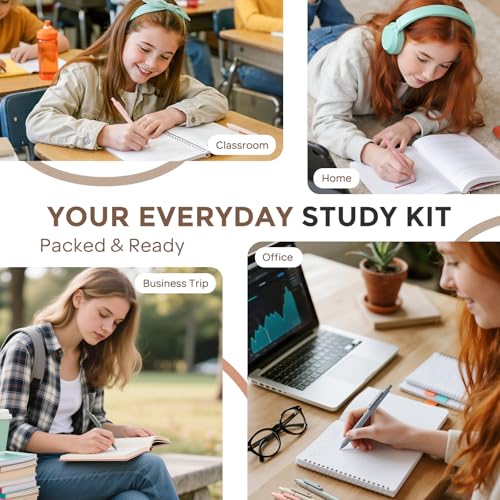 Nicpro School Supplies Stationary Set with Pencil Case, 39 PCS Cream | Back to Schoo Supplies, Pen Case with 12 Highlighter, 5 Gel Pen, 6 Mechanical Pencil, Essentials for College, Nursing Student - color: Cream, size: 39 PCS