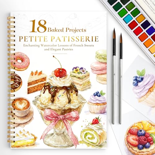 Watercolor Workbook for Beginners,18 Baking Water Coloring Book,Relaxing & Easy to Paint Water Coloring Book with 24 Colors-Perfect for Gifting to Creativity & Joy for Adults - color: Baking Theme