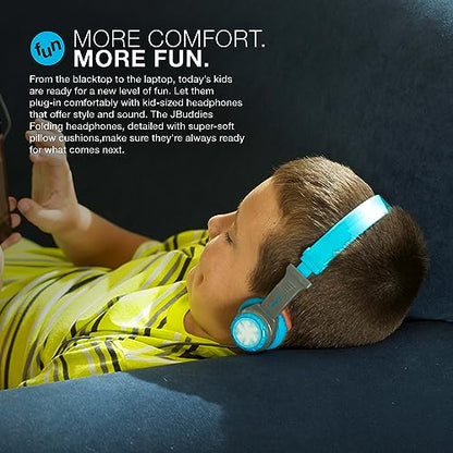 JLab JBuddies Folding Kids Wired Headphones with Volume limiting and Noise Isolation, Gray/Blue - color: Blue/Gray, style: Folding