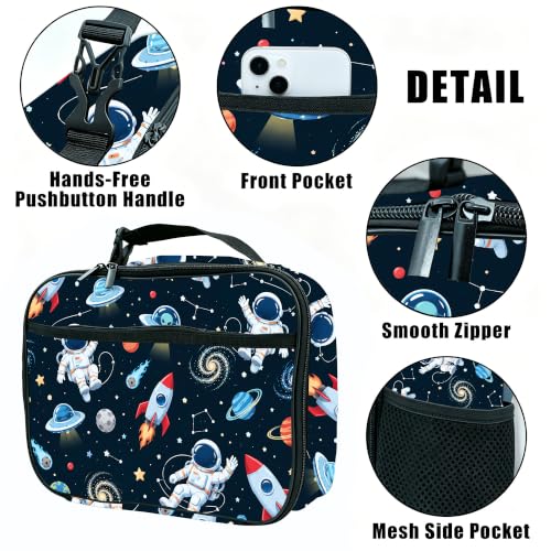 Astronaut Spaceman Lunch Box Insulated Reusable Lunch Bag Tote Cooler for Women Men Boy Girl School Work Office Picnic - color: Astronaut