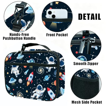 Astronaut Spaceman Lunch Box Insulated Reusable Lunch Bag Tote Cooler for Women Men Boy Girl School Work Office Picnic - color: Astronaut